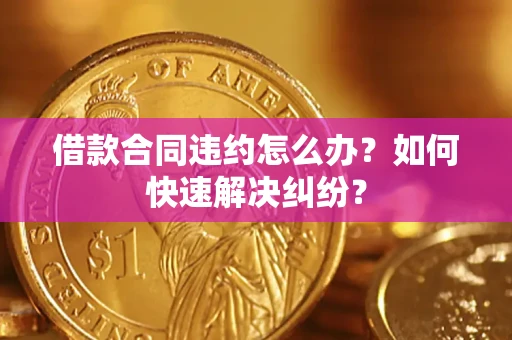 武汉借款合同违约怎么办？如何快速解决纠纷？